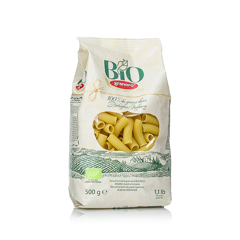 Pasta Granoro, Elicoidali (Rigatoni) Nr23, BIO, 500 g - biologische pasta van hoge kwaliteit, gemaakt van durum tarwe, perfect voor heerlijke Italiaanse gerechten
