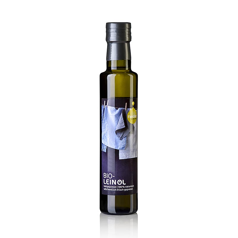 Lijnolie, koudgeperst, Fandler, BIO, 250 ml - Biologische koudgeperste lijnolie van het merk Fandler in een fles van 250 ml