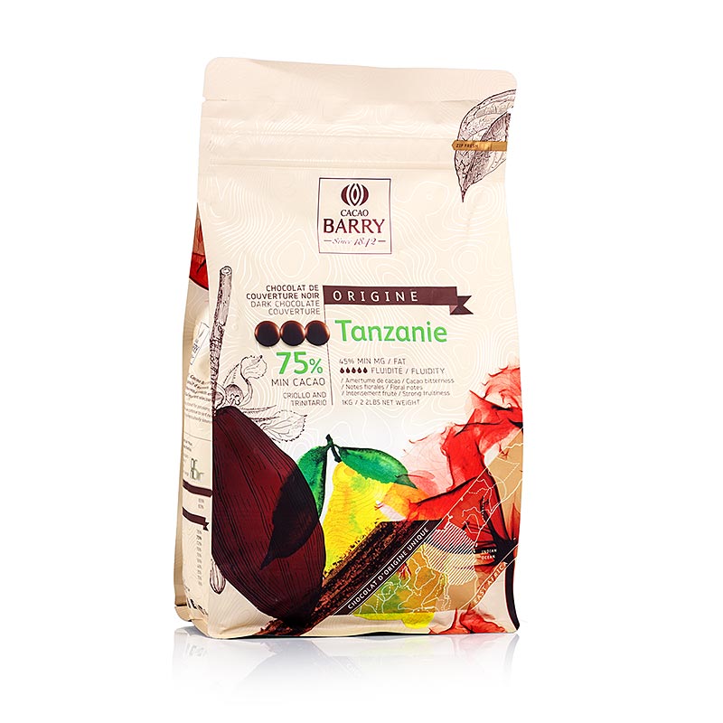 1 kg pure chocolade Callets met 75% cacao, afkomstig uit Tanzania