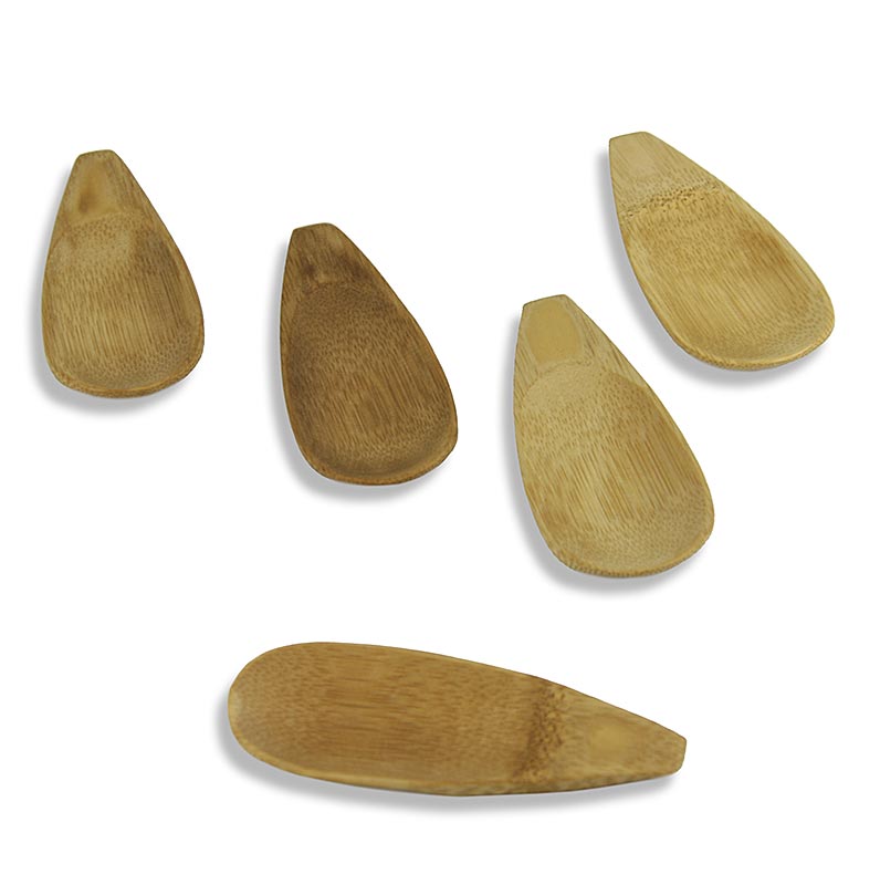 Set van 25 platte en stevige herbruikbare bamboe komlepels, lepelvormig, 10x3,8cm