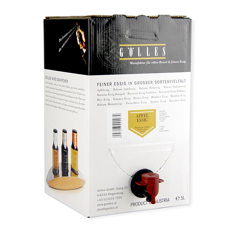 Foto van Gölles Klassieke Appelazijn, 5% zuurgraad, 5 liter fles voor culinair gebruik