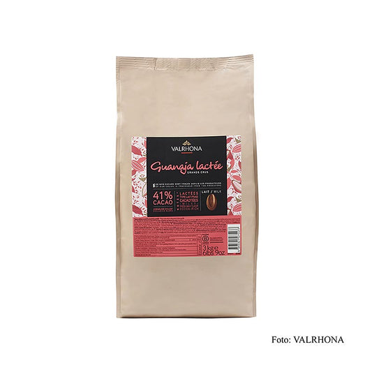 Valrhona Guanaja Lactée Grand Cru 41% cacao, 3 kg couverture callets, rich and creamy milk chocolate for baking and confectionery