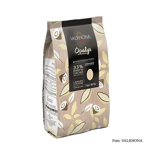 Valrhona Opalys, witte couverture, callets, 33% cacaoboter, 3 kg - hoogwaardige witte chocolade callets van Valrhona voor professionele patissiers en chocolatiers