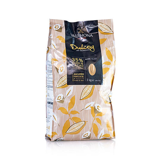 Valrhona Dulcey, blonde couverture, Callets, 35% cacao, 3 kg - Romige en zijdezachte Belgische chocolade voor bakken en decoreren