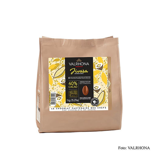 Valrhona Jivara Lactée Grand Cru, volle melk couverture, Callets, 40% cacao, 1 kg - premium melkchocolade callets van 40% cacao, perfect voor bakken en dessertbereidingen