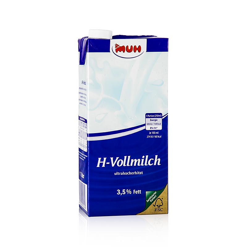 Verse volle UHT-melk 3,5% vetgehalte, verpakt in handige 1 liter verpakking