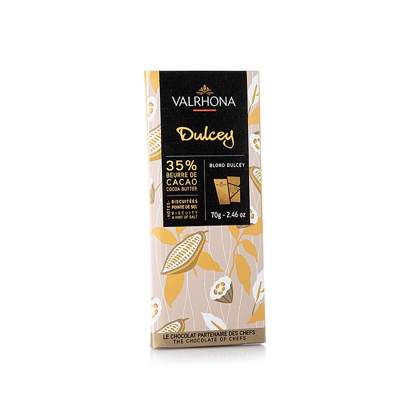 Valrhona Dulcey - Blonde chocolade, 32% cacao, 70 g, heerlijke blonde chocolade met een romige textuur en subtiele karameltonen