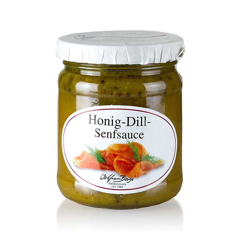 Honing en dille mosterdsaus, Wolfram Berge, 200 ml - een heerlijke saus met honing en dille smaken, perfect voor het op smaak brengen van salades, vlees en visgerechten