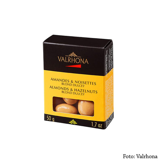 Valrhona Equinoxe balletjes - 50 g of almonds and hazelnuts in Dulcey chocolate, a luxurious and indulgent treat