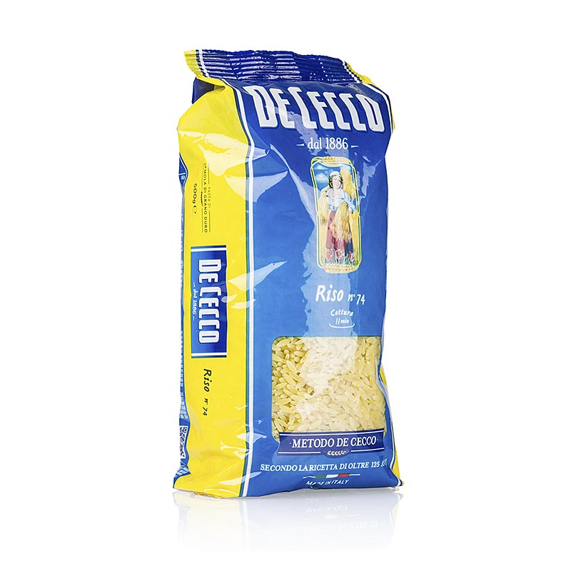 De Cecco Riso (rijstkorrel pasta) nr 74, 500 g, made with high-quality ingredients