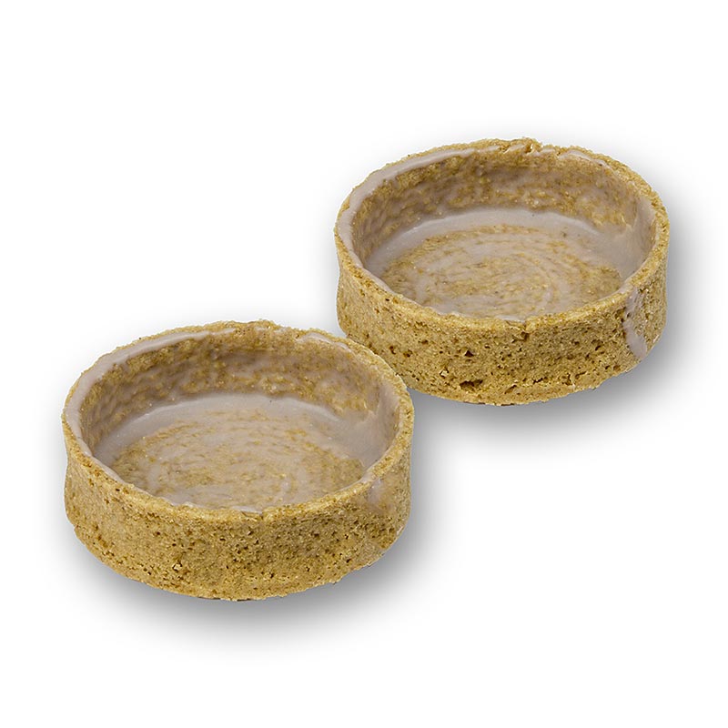 Delicious graham cracker dessert tartelettes, coated and measuring 55x17mm in diameter and height, 1 kg in weight, and coming in a pack of 100 pieces