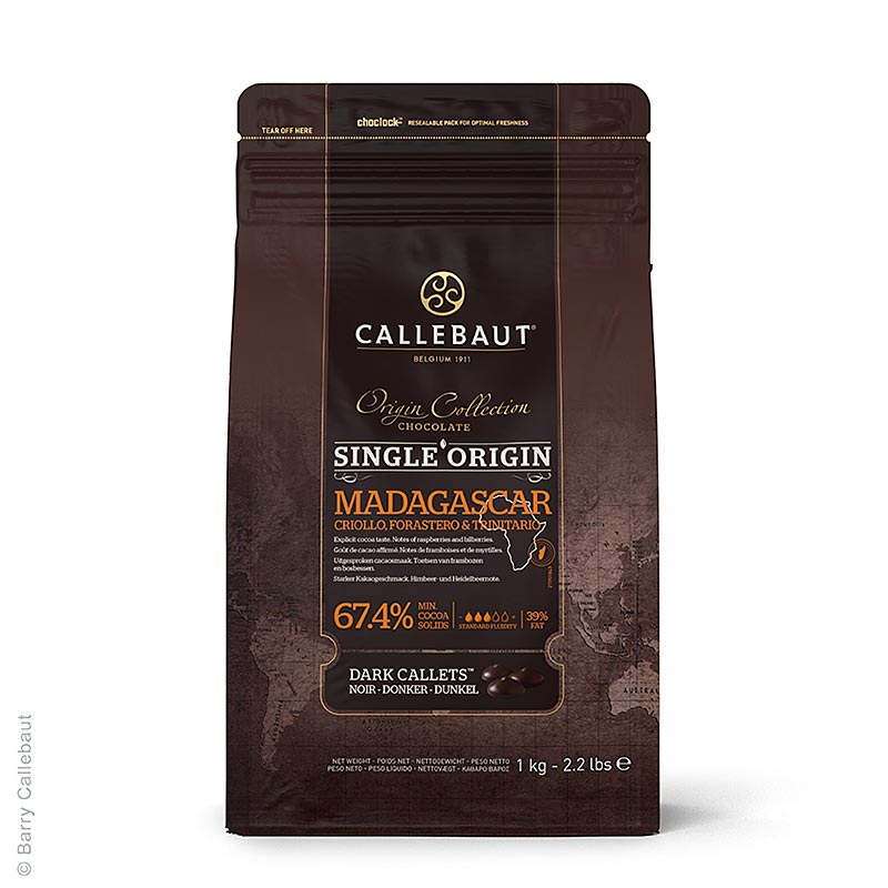 Origine Madagascar, donkere couverture, Callets, 67,4% cacao, 2,5 kg - rijke en romige chocolade van hoge kwaliteit uit Madagascar