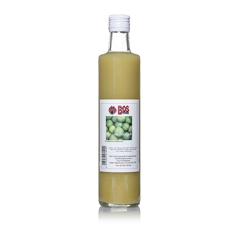 BOS FOOD Bergamot sap, natuurlijk & ongezoet, 500 ml, pure fruitige smaak van bergamot zonder toegevoegde suikers