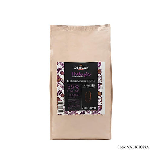 Valrhona Itakuja Bitter, donkere couverture, Callets, 55% cacao, 3 kg - Premium dark chocolate couverture with 55% cacao content, in convenient 3 kg packaging