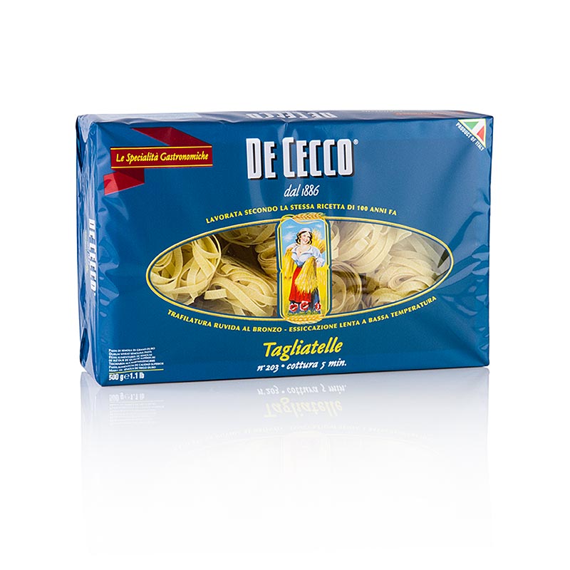 De Cecco Tagliatelle nr203, 500 g, authentic Italian pasta made with durum wheat semolina