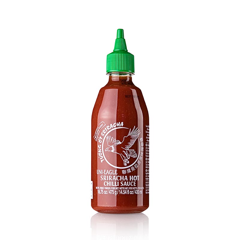 Uni-Eagle Chilisaus Sriracha met knoflook in 430 ml knijpfles, pittig en smaakvol