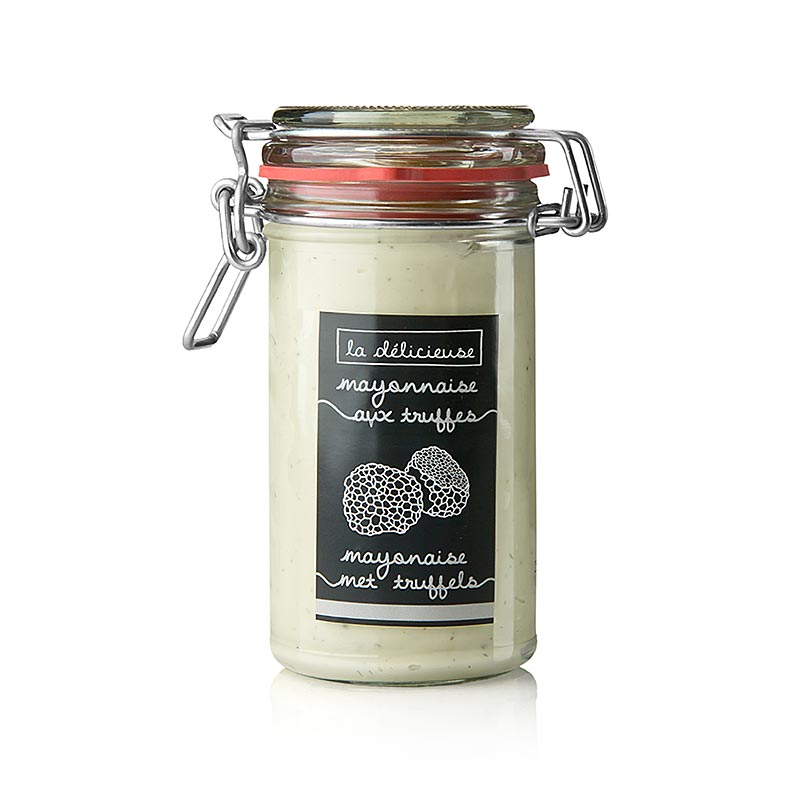 A 250 ml bottle of La Delicieuse Truffelmayonaise, a delicious truffle-flavored mayonnaise