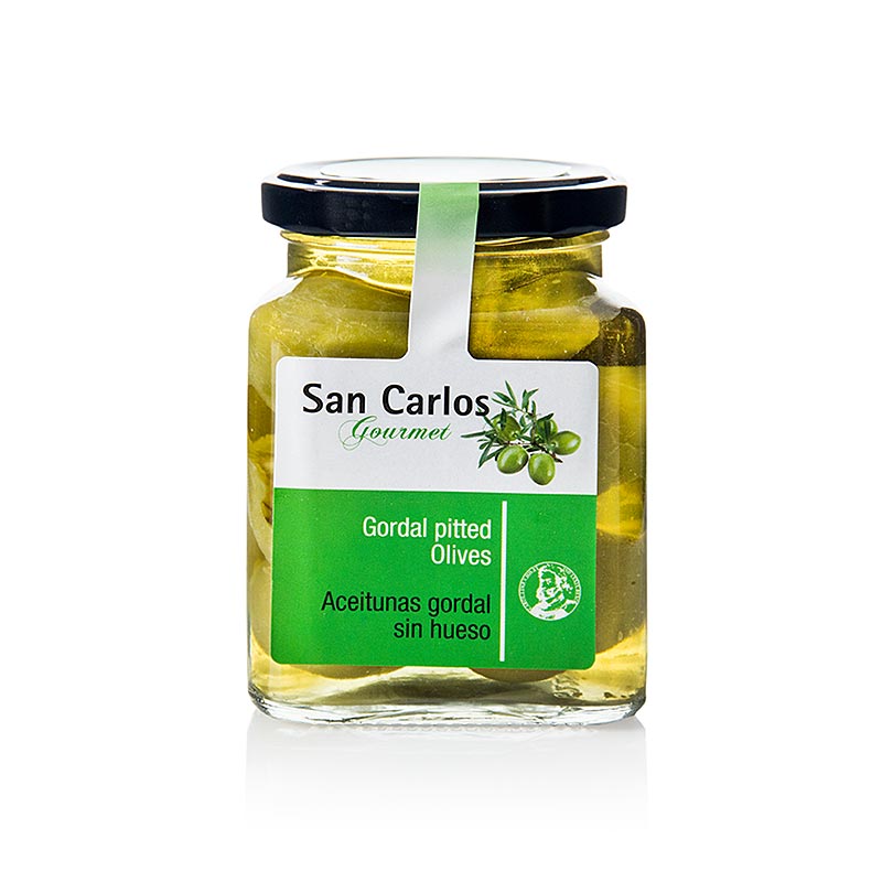 300g of San Carlos Gourmet pitless Gordal green olives, a delicious and high-quality product