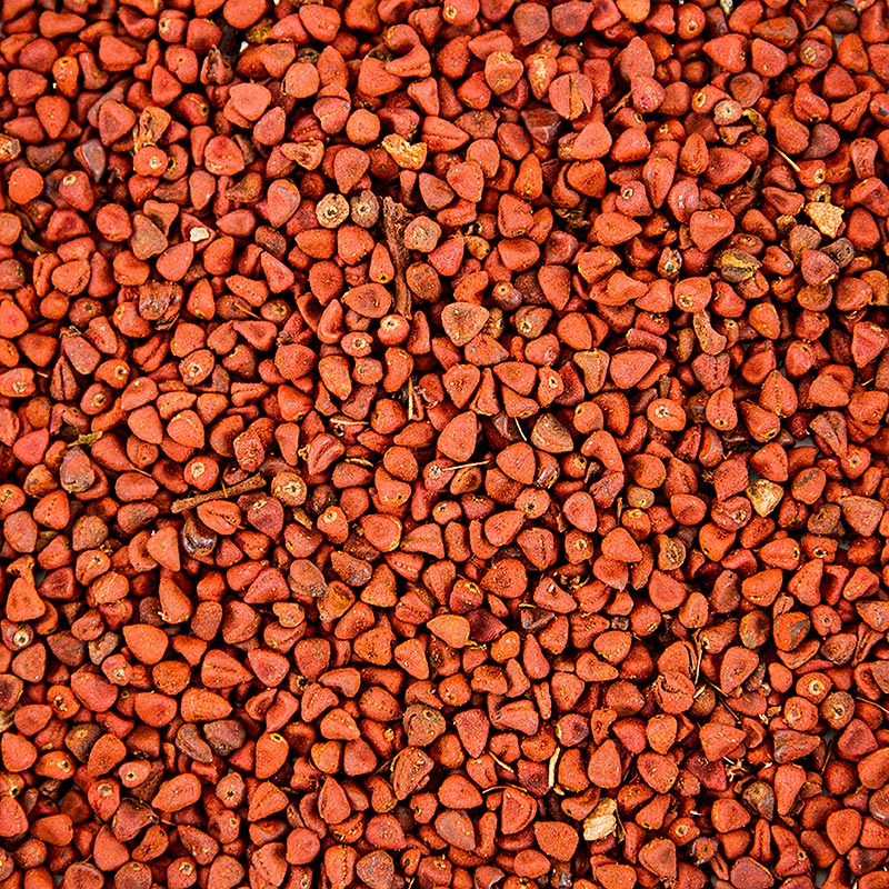 100 grams of annatto seeds, also known as the orlean shrub seeds, in a package