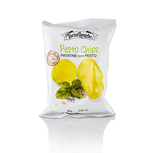 Delicious Tartuflanghe pesto chips, made with flavorful potatoes, 45g pack