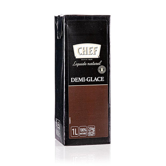 Vloeibare en kookklare 1 liter CHEF Premium Demi Glace saus voor culinaire professionals