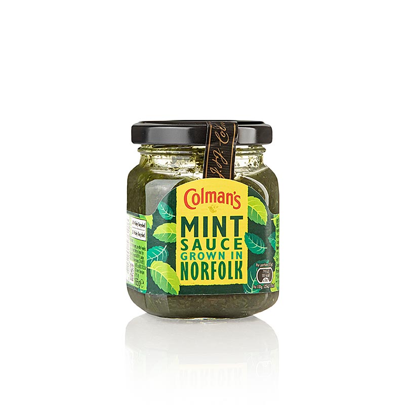 Engelse muntsaus (Mint Sauce), Colmans, Engeland, 165 g - Traditionele Engelse muntsaus van het merk Colmans uit Engeland, in een verpakking van 165 gram