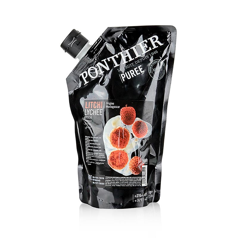 Puree - Lychee uit Madagaskar, 100% fruit, ongezoet, 1 kg, ideaal voor heerlijke desserts en smoothies