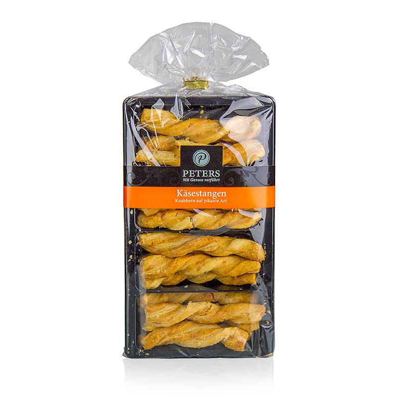 Kaasstengels van 8 cm lang, gemaakt door Peters, verpakt in een verpakking van 100 g