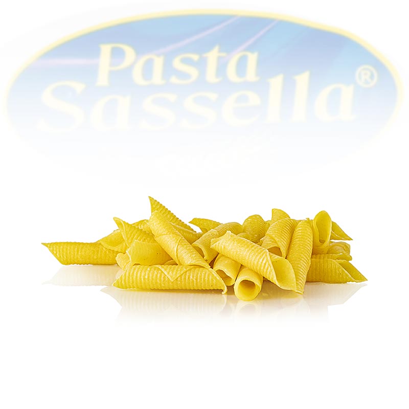 Verse opgerolde garganelli pasta, verpakt in 500 g verpakking van Sassella
