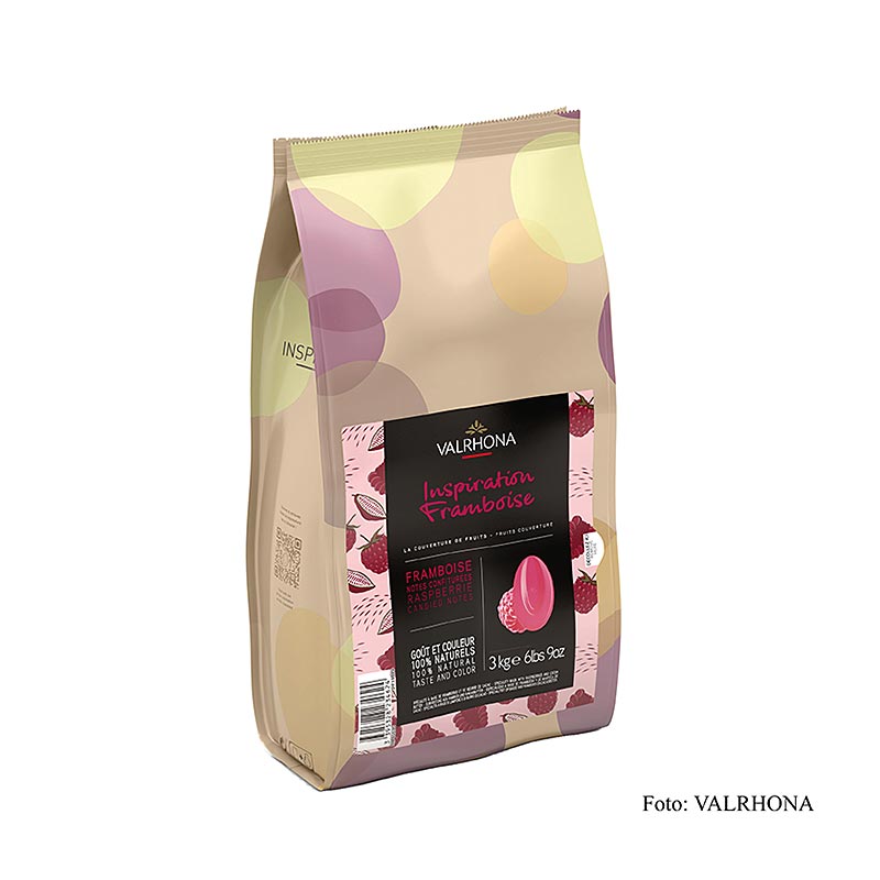 Valrhona Inspiration Framboos - Frambozenspecialiteit met cacaoboter, 3 kg, perfect voor het maken van heerlijke desserts en gebak met intense frambozensmaak