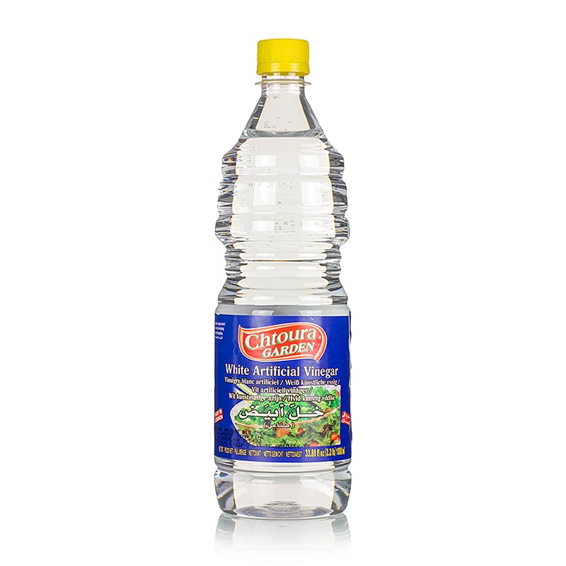 A 1 liter bottle of Chtoura Garden 5% acidity white vinegar