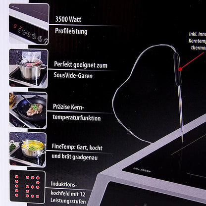 Stainless steel induction cooktop with 3500 watt thermo control by Caso, 1 piece