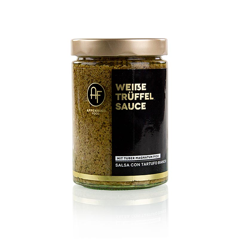 500g jar of Truffelsaus (SALSA Tartufata) with white truffles (Tuber magnatum) from the Appennino region