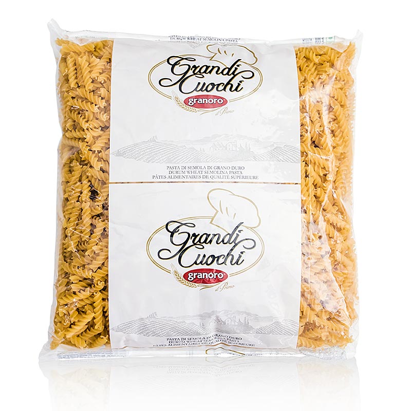 Large, spiral-shaped Granoro Fusili pasta, 100th shape in 3 kg package