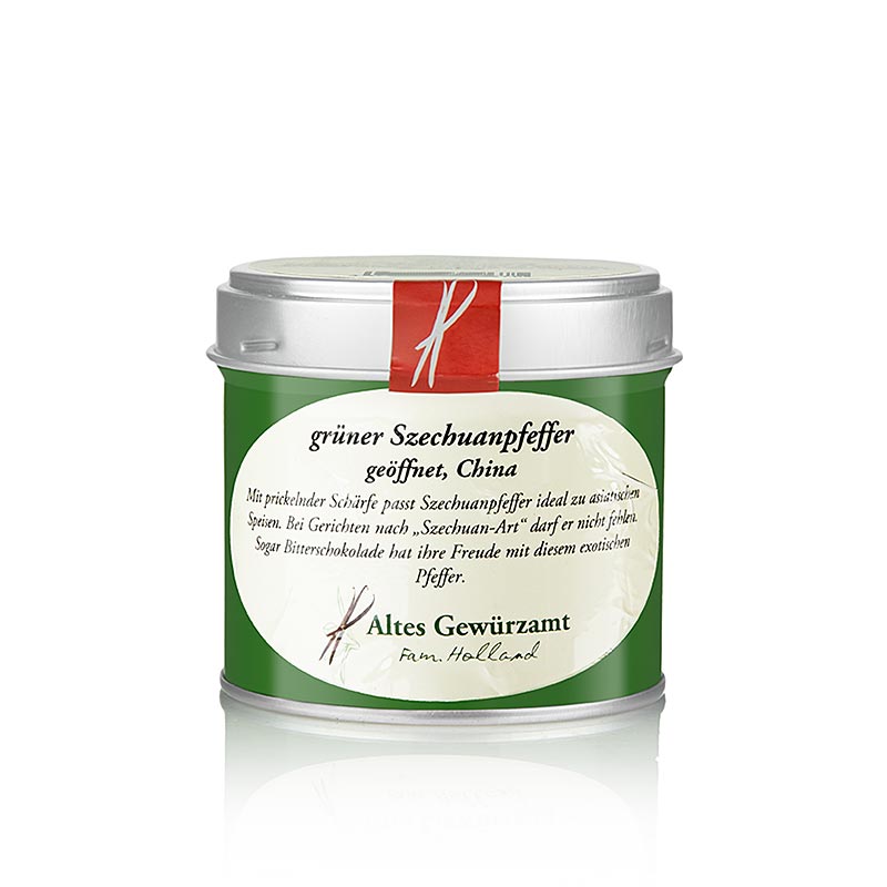 Szechuan peper (Sichuan/bergpeper), groen, geopend, Altes Gewürzamt, 35 g - Natuurlijke aromatische groene Szechuan peper van Altes Gewürzamt, 35 g