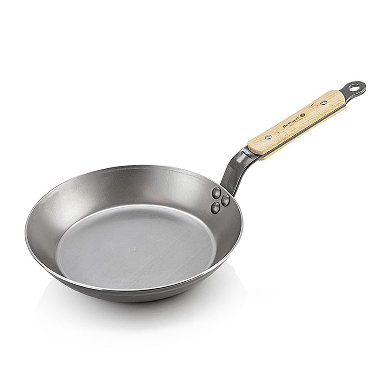 deBUYER Mineral B Bois koekenpan, a 24cm iron frying pan with wooden handle