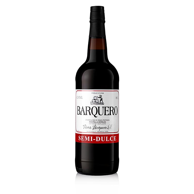 Barquero Semi Dulce, a 145% cooking wine in a 1 liter bottle