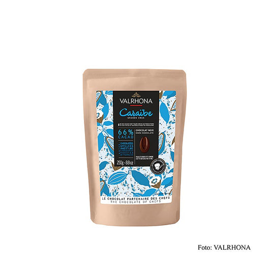 Valrhona Caraibe, 66% pure chocolate Callets, 250g for baking and cooking