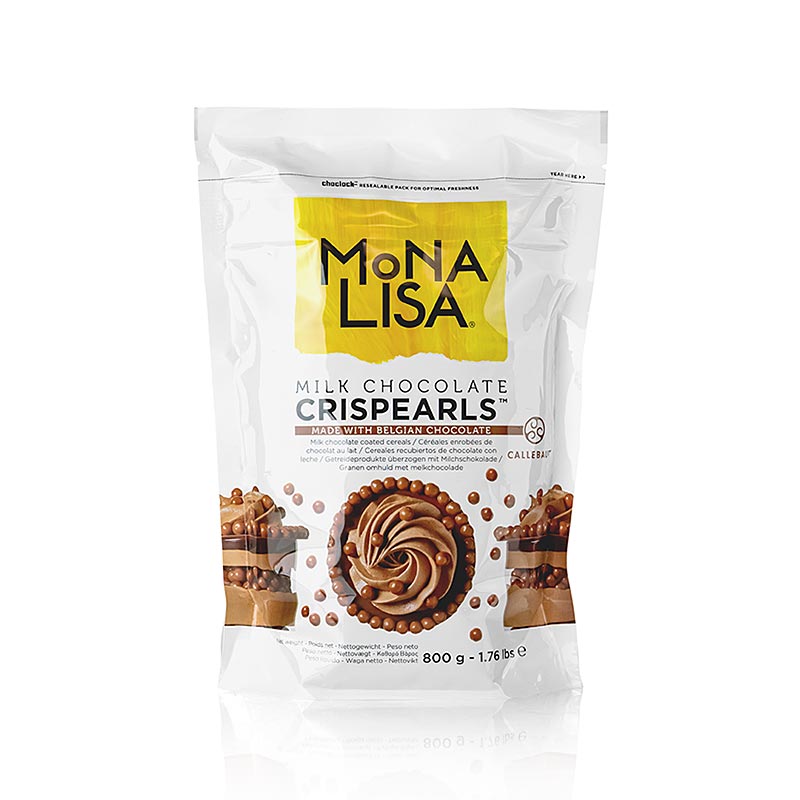 Crispearls Melk, krokante melkchocoladeparels, Mona Lisa Callebaut, 800 g - delicious and crunchy milk chocolate pearls