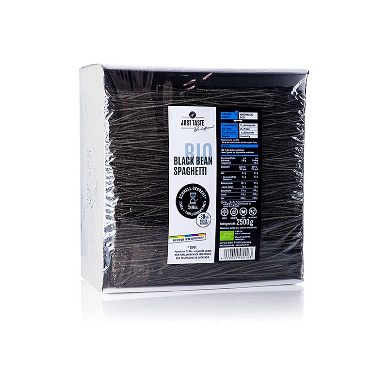 Organic, gluten-free Just Taste Zwarte Bonen Spaghetti, 25 kg packaging