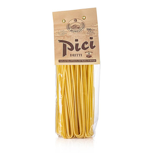 Foto van Morelli 1860 Pici Dritti Semola di Grano Duro, 500 g pasta verpakt in een zak van 500 gram gemaakt van harde tarwegriesmeel