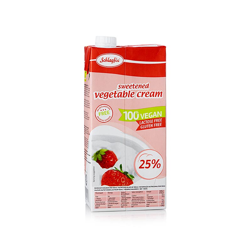 Schlagfix vegan sweetened whipped cream, 25% fat, 1 liter packaging