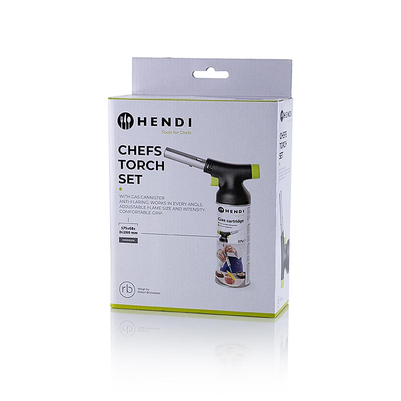 Gasbrander (crème brulee brander) van Hendi inclusief patroon, nieuw model, 1 stuk