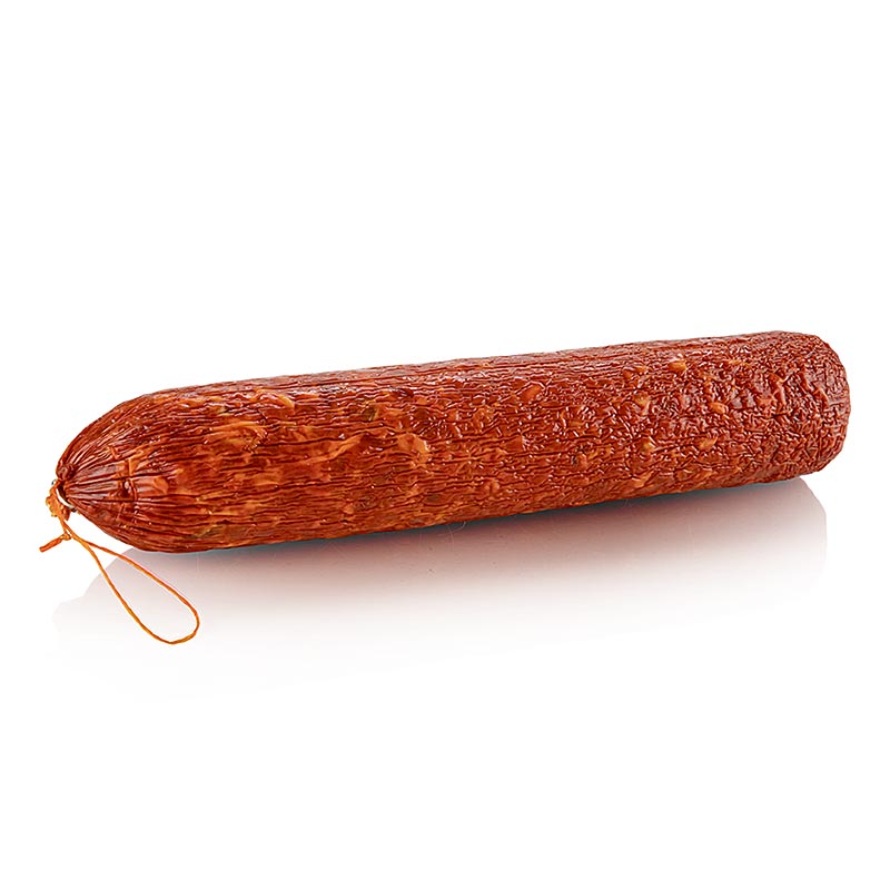 Whole, sweet, mild chorizo sausage, approximately 16 kg in weight, shown in image