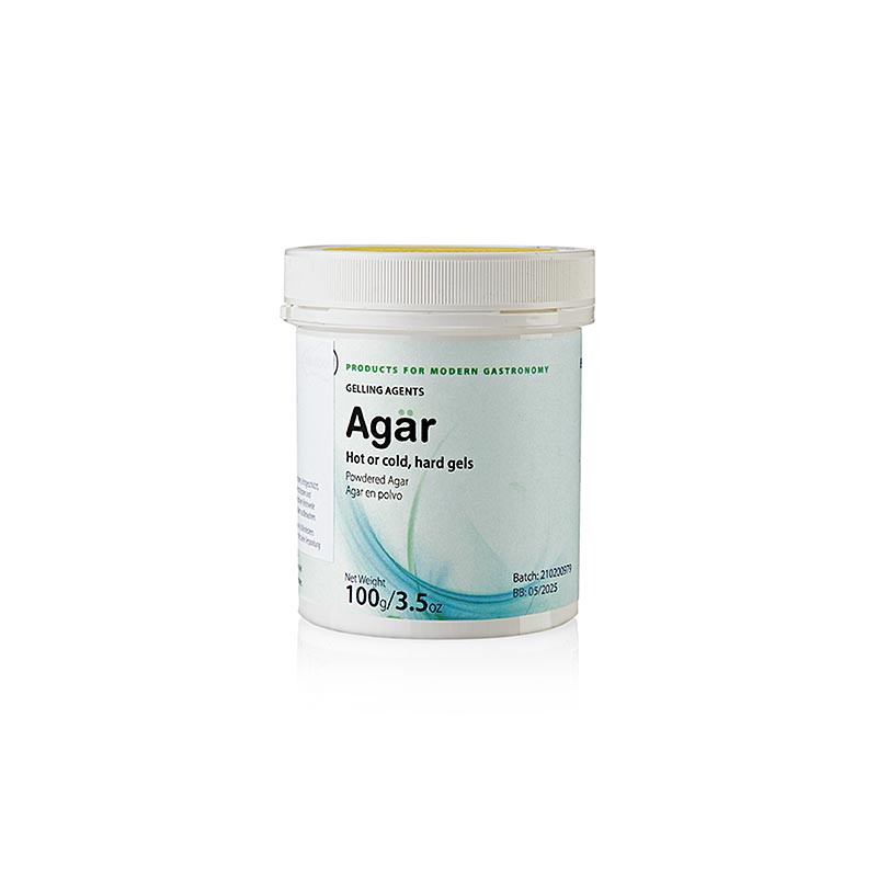 Close-up of TÖUFOOD AGÄR geleermiddel agar agar 100 g product packaging on white background
