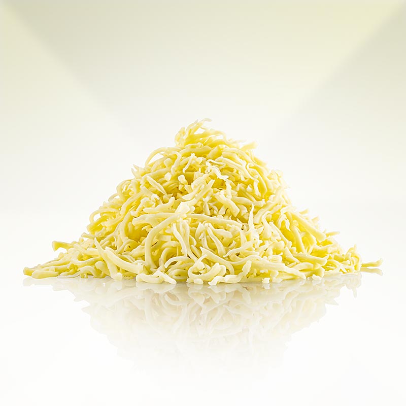 Freshly grated 40% dry matter Mozzarella cheese from Noordhoek, packed in 2 kg packaging