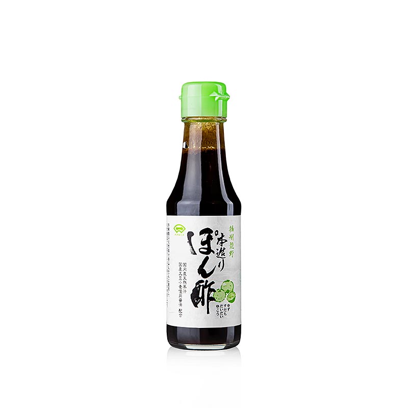 Ponzu saus, met 4 citrusvruchten, Suehiro, 150 ml - een smaakvolle en veelzijdige saus gemaakt van 4 citrusvruchten, perfect voor het versterken van de smaak van verschillende gerechten