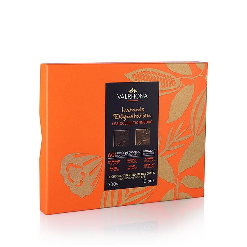 Valrhona Instants Degustation, 60 repen, melk + pure chocolade (34269), 300 g, 60 st - premium 60-piece milk and dark chocolate tasting assortment