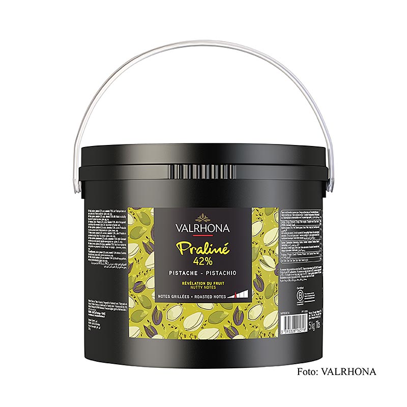 Valrhona pistachio praliné paste, 42% cocoa, fruity and delicious, 5 kg