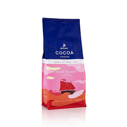 1 kg verpakking van hoog ontvet Rose Blush cacaopoeder met slechts 0,5% vet, van deZaan